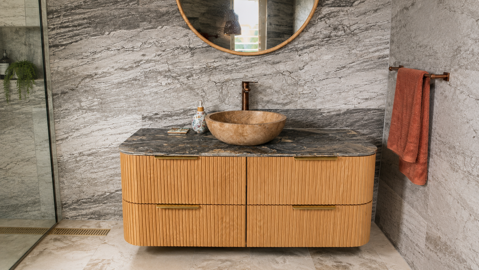 Modern bathroom vanity installation